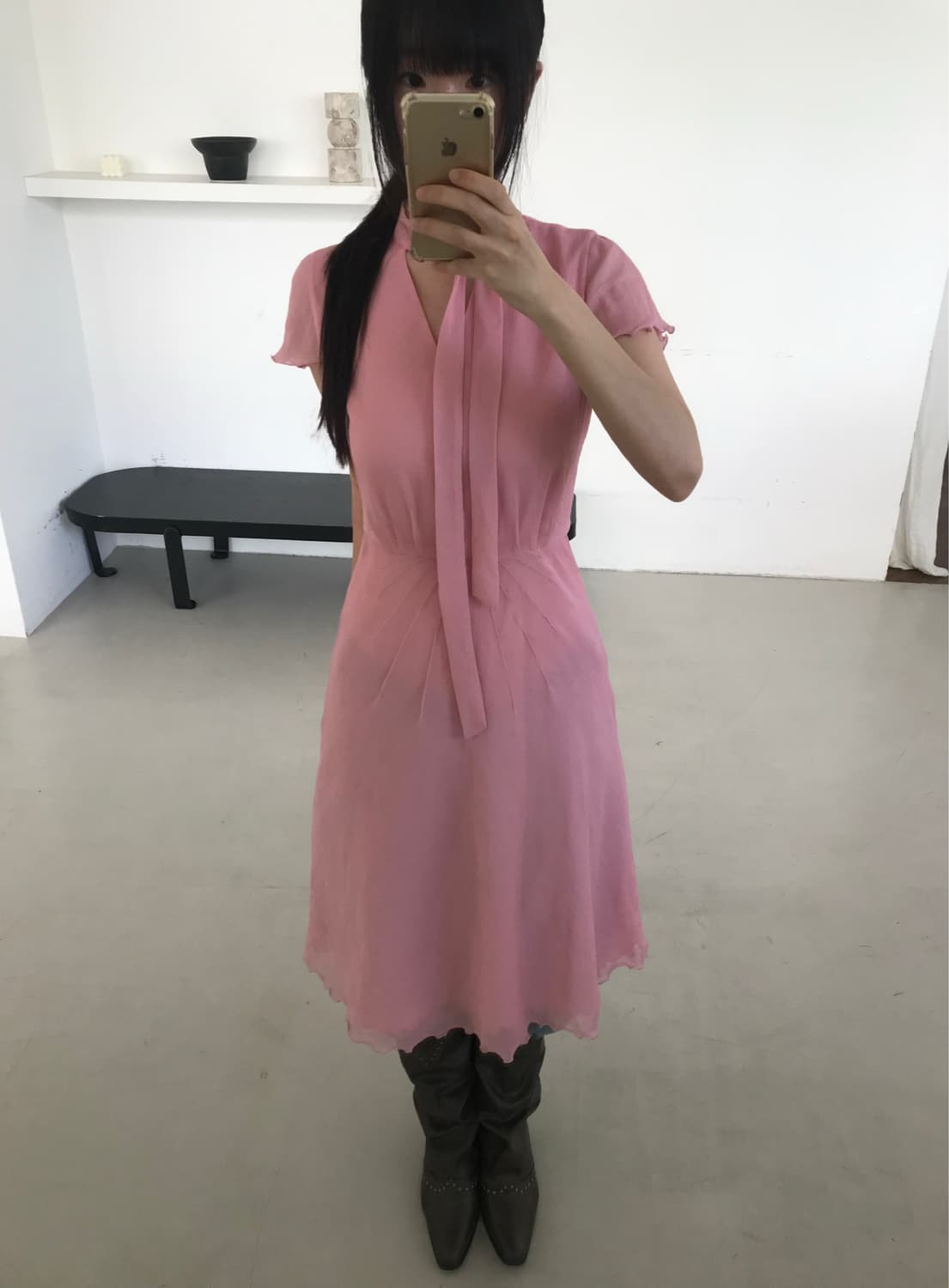 vintage pink tie one-piece 상품이미지2