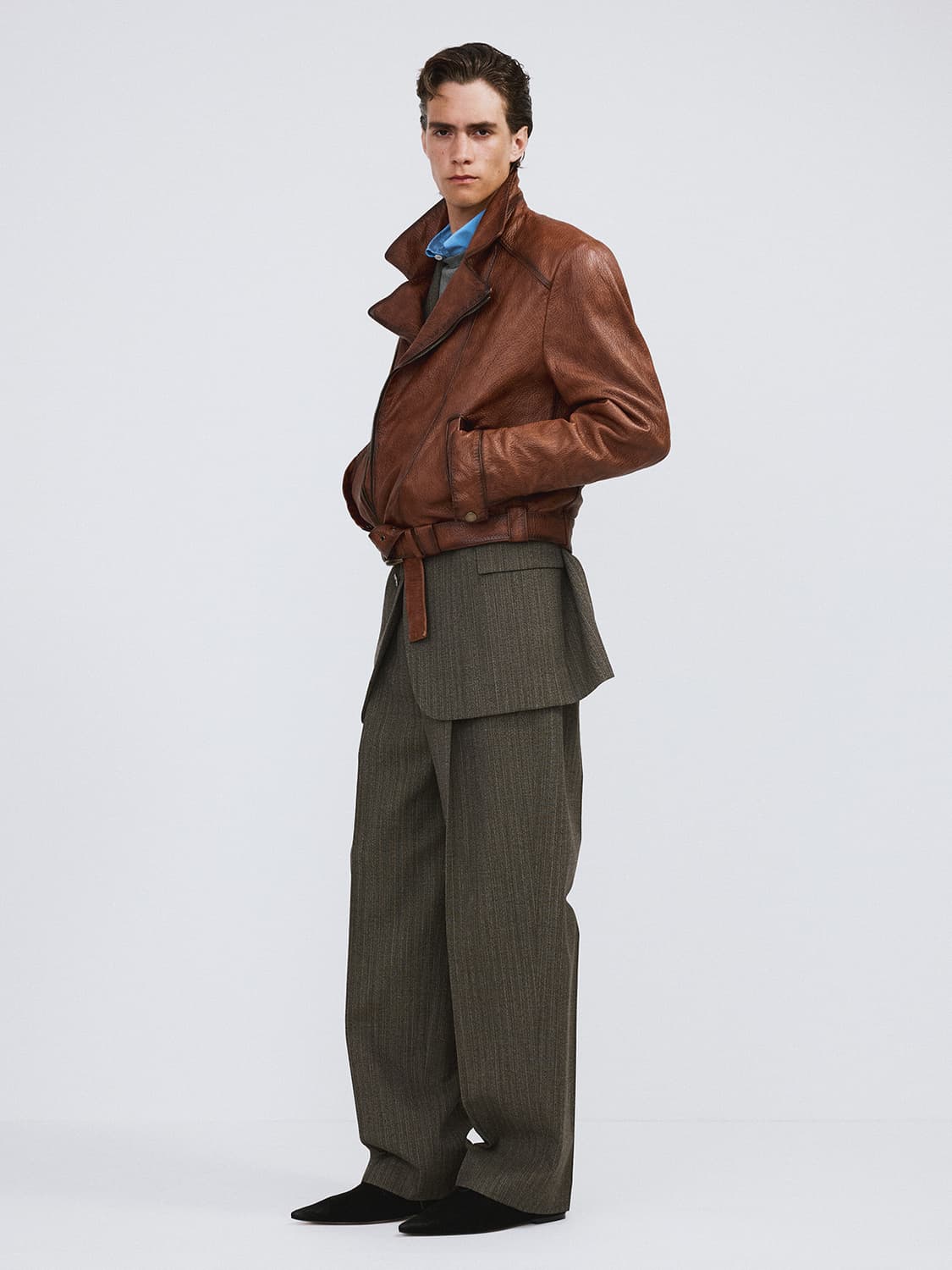 렉토 26SS 빈티지 이펙트 바이커 레더 가죽 자켓 꼬냑 상품이미지4