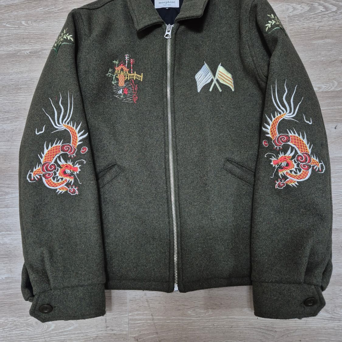 MORPHINE 몰핀 용 자수 남성 누빔 안감 점퍼 M(95) 상품이미지3
