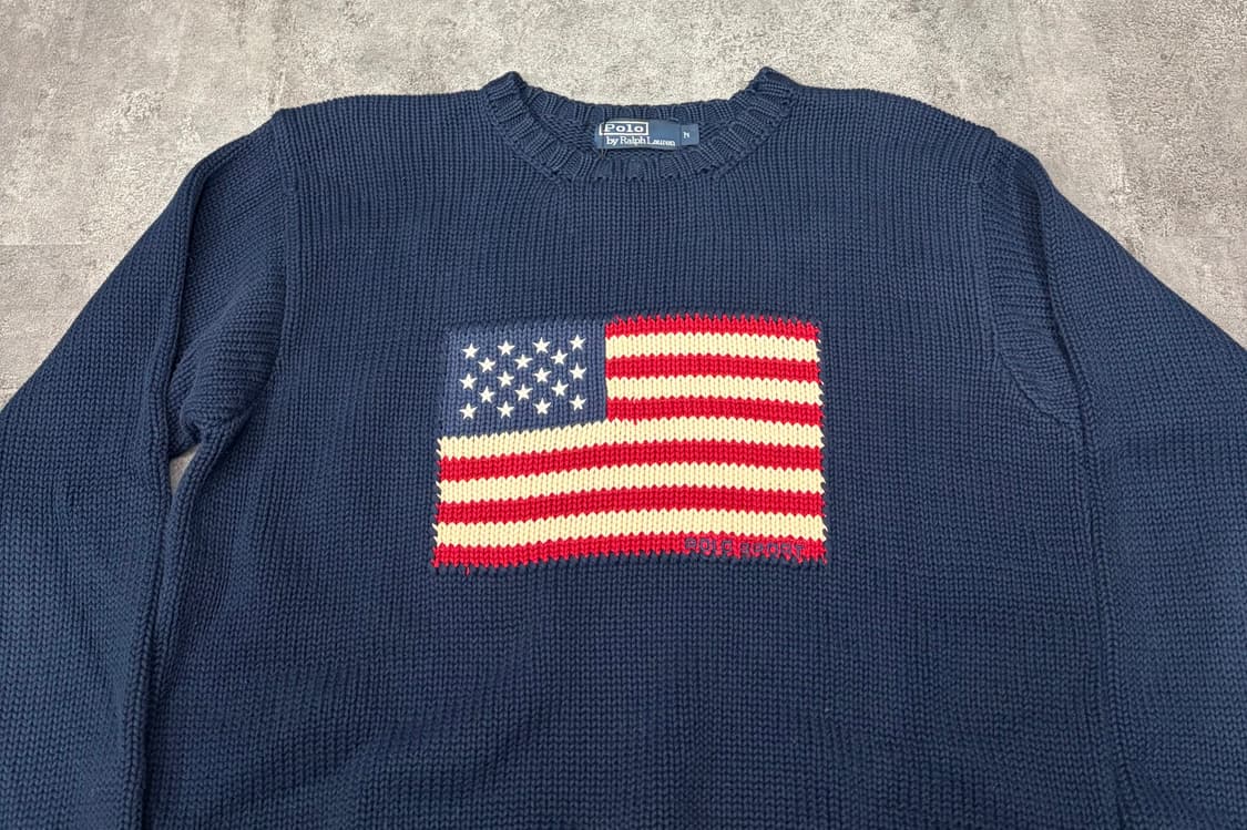 90s 폴로 랄프로렌 성조기 니트 네이비 상품이미지4