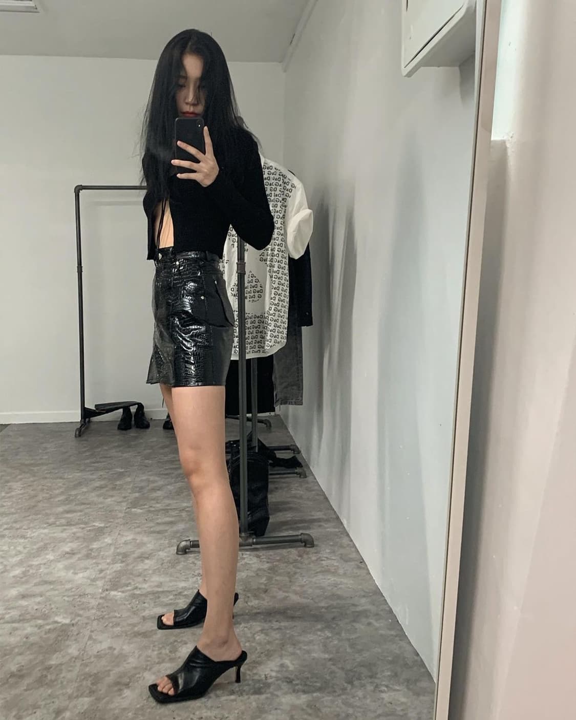 보헤미안서울 크록레더스커트 S 상품이미지3