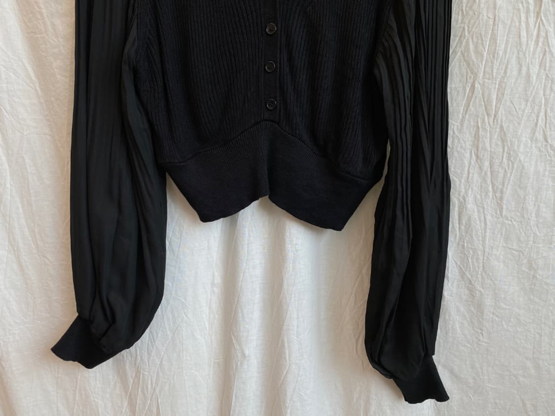 GRL블랙플리츠소매가디건(M) 상품이미지5