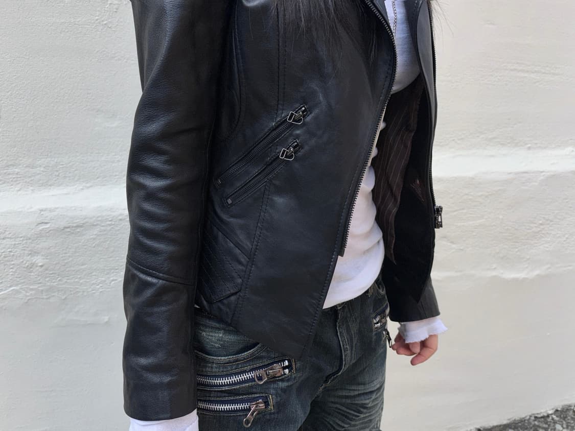 Multi zipper leather biker jacket 상품이미지5