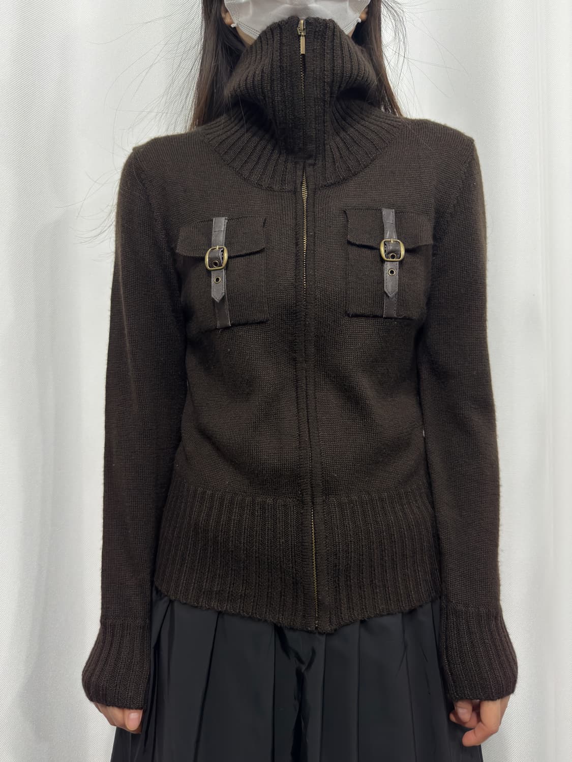 b.k.m.s pocket wool knit slim zipup 상품이미지1