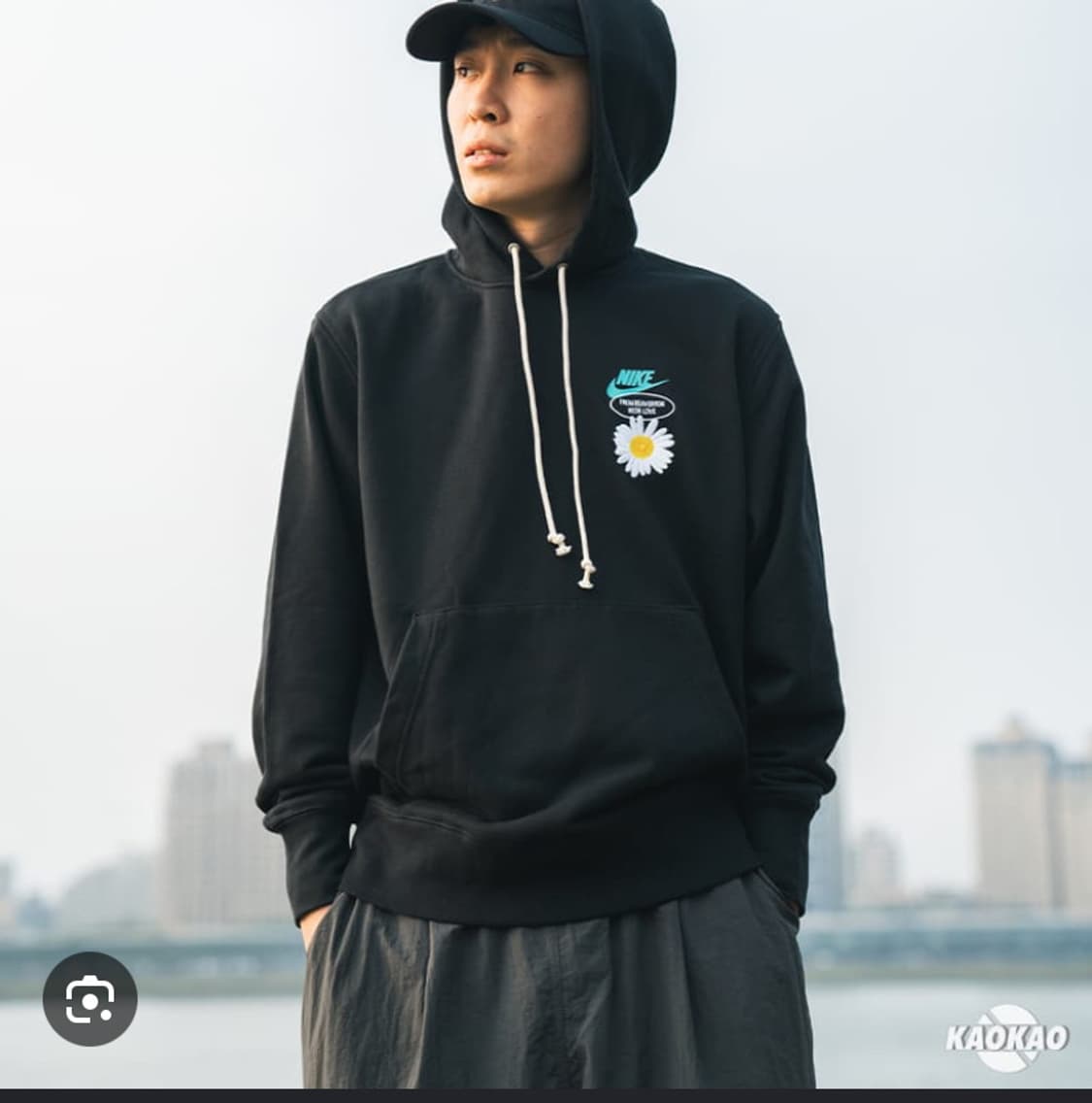 나이키 플라워 자수 후드티 블랙 상품이미지8