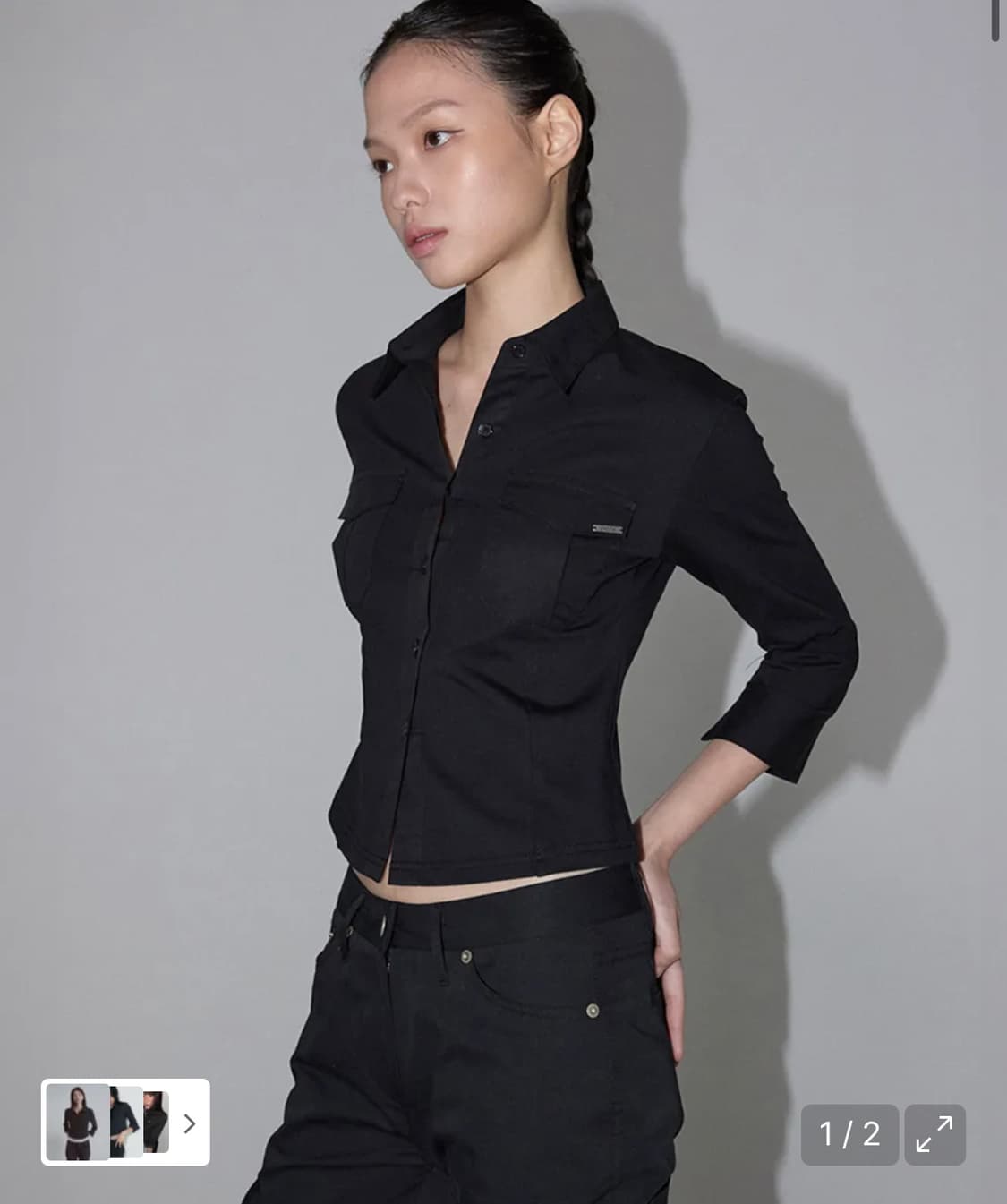 이네기 sleek pocket shirt 블랙 상품이미지1