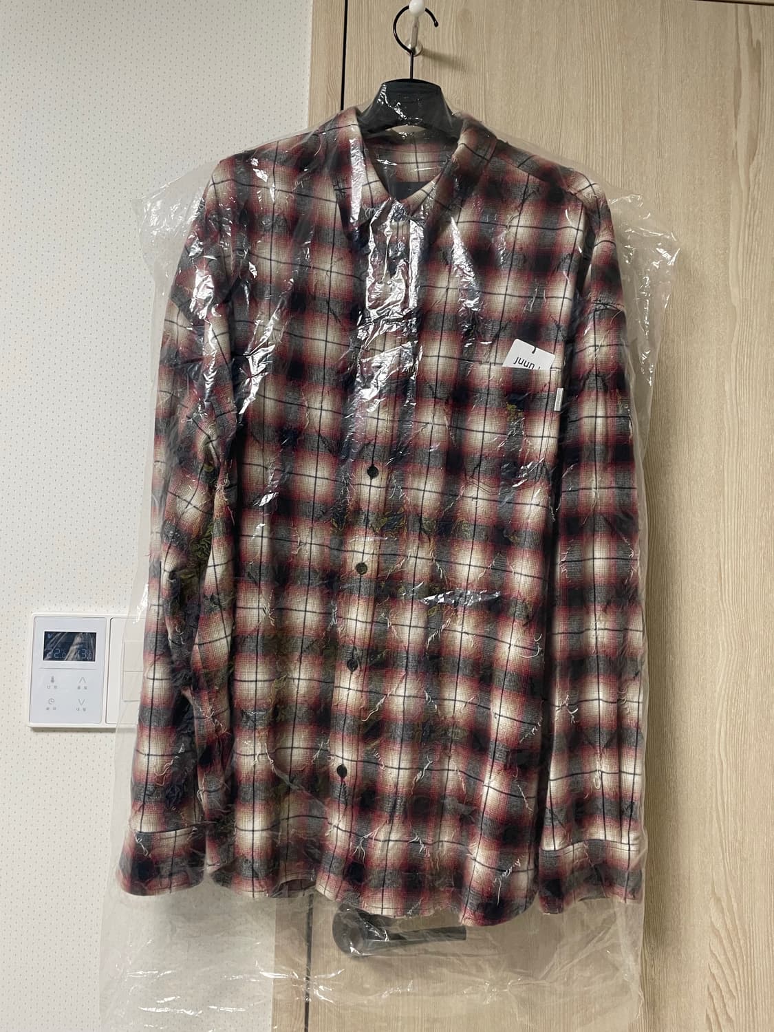 준지 아가일 데미지 루즈핏 셔츠 레드, 52사이즈 상품이미지9