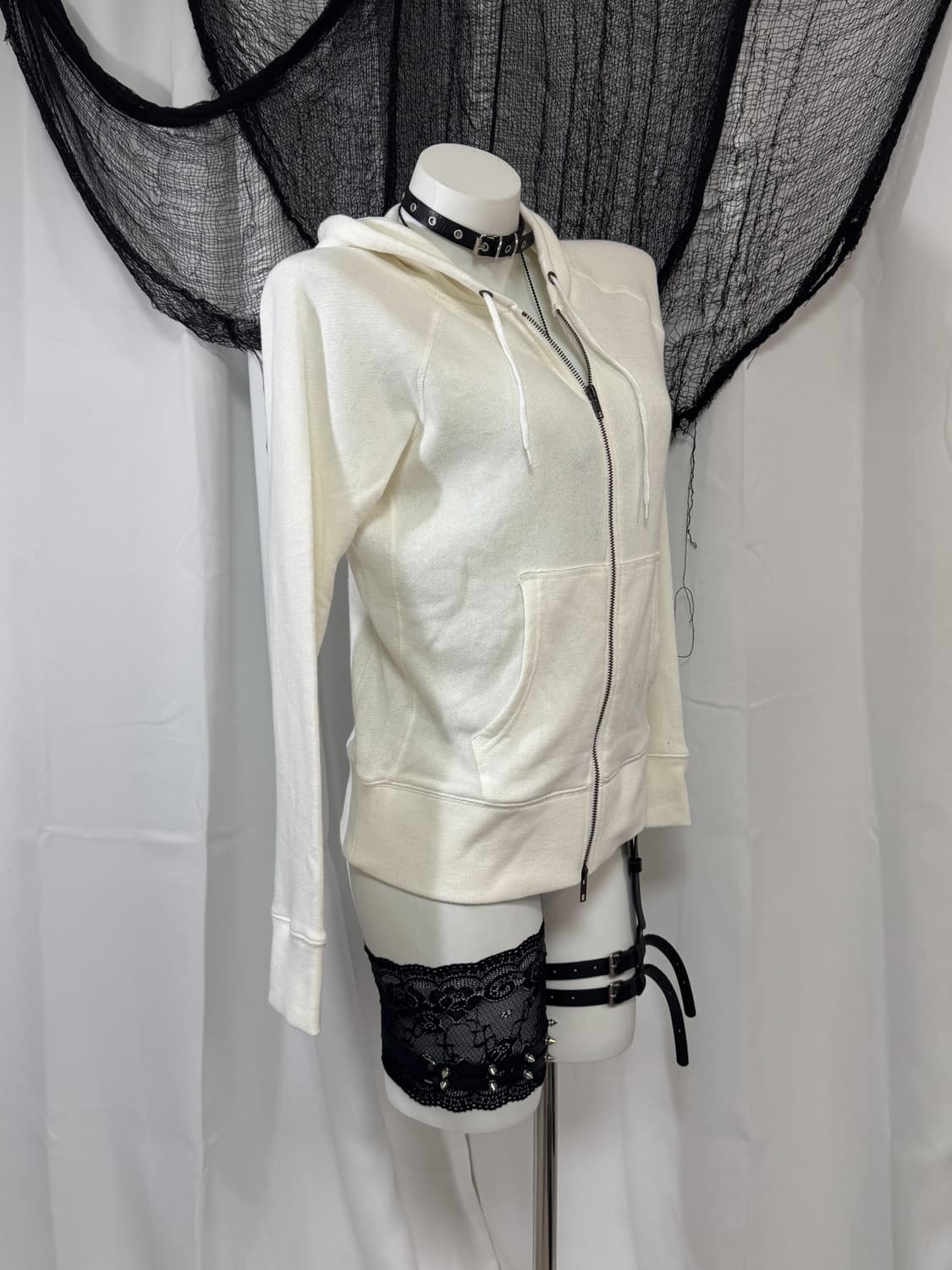 white hood zip up 상품이미지2