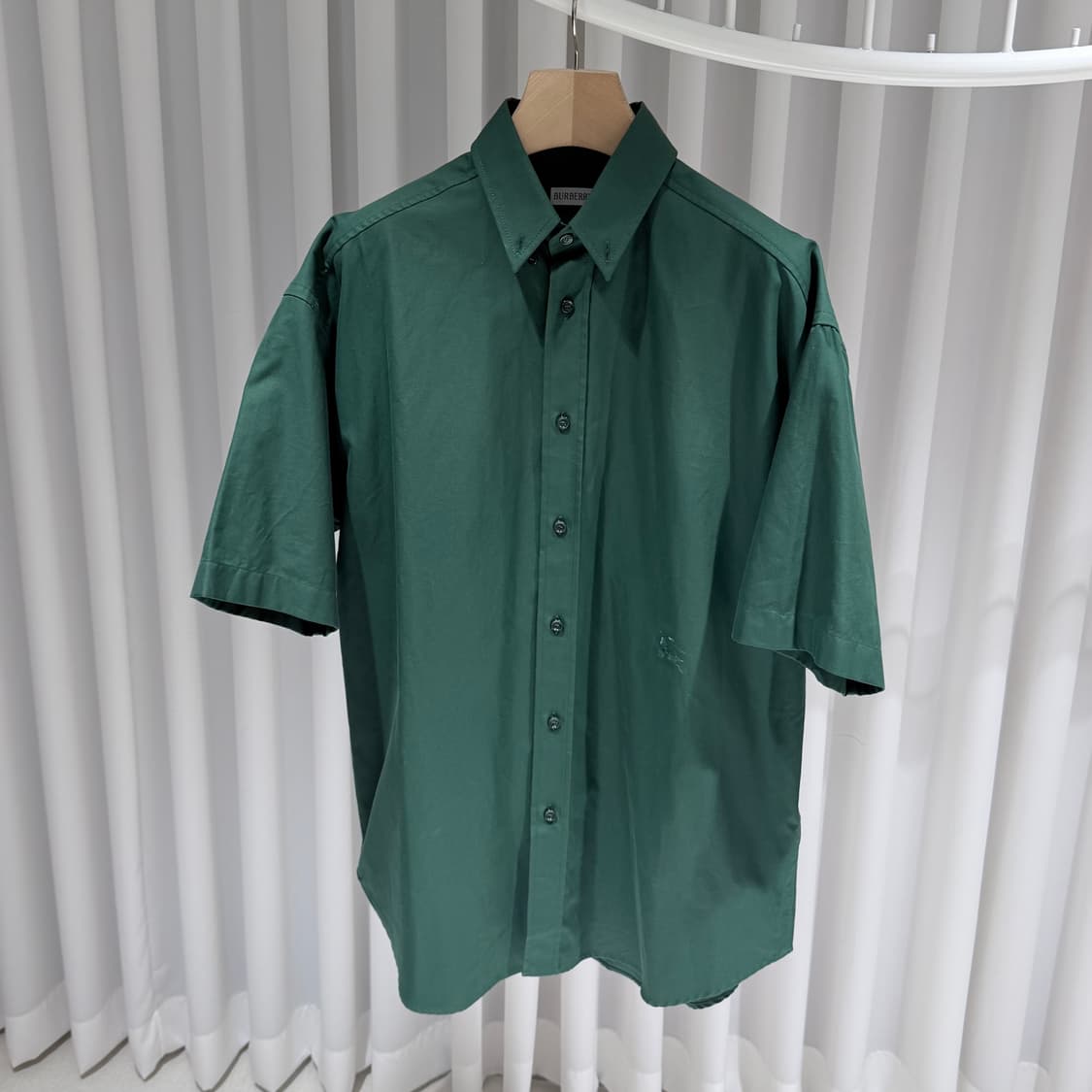 (A+/M) / 버버리 코튼 옥스포드 셔츠 반팔 그린 상품이미지2