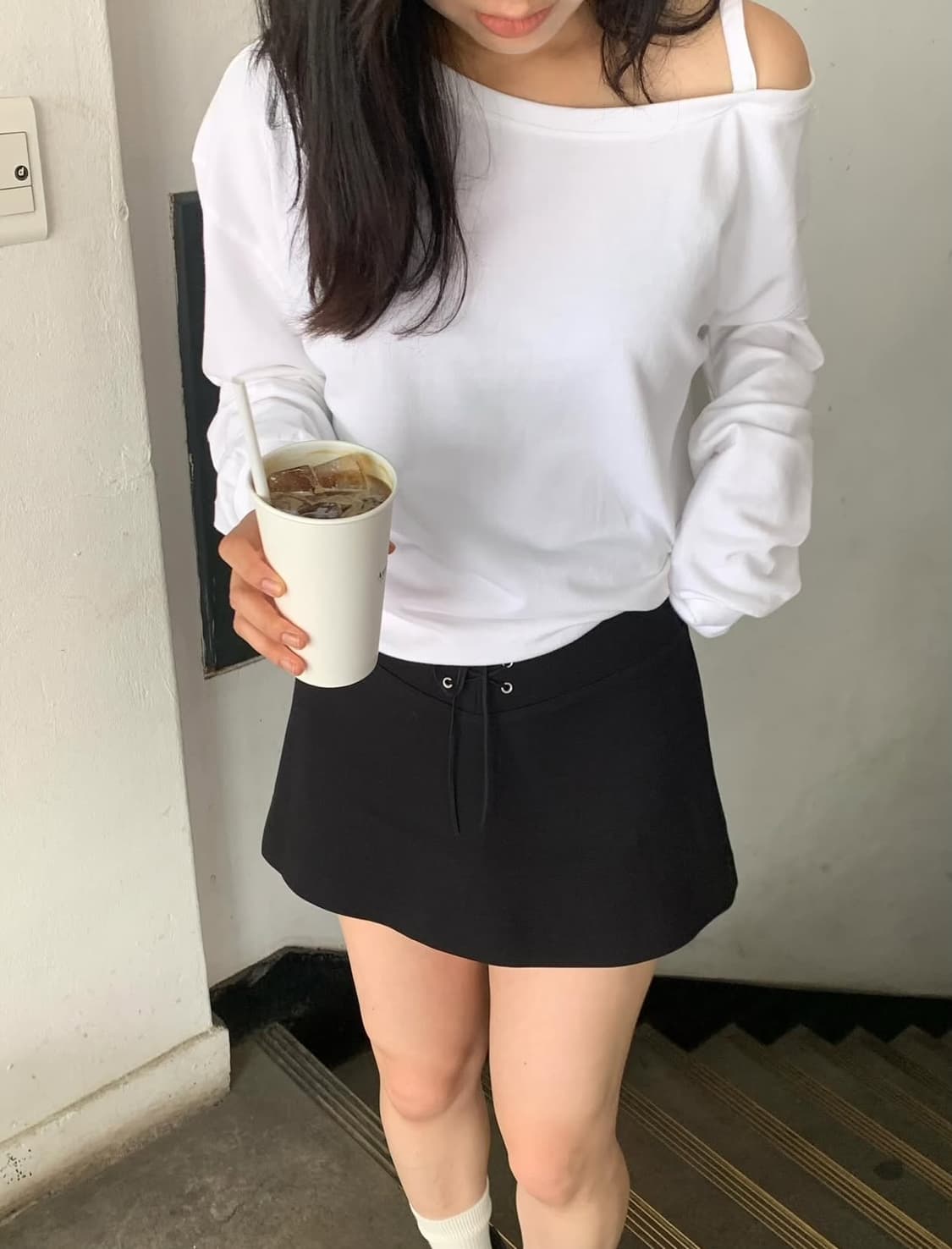 타낫 T/T One side layered sweatshirt white 상품이미지9