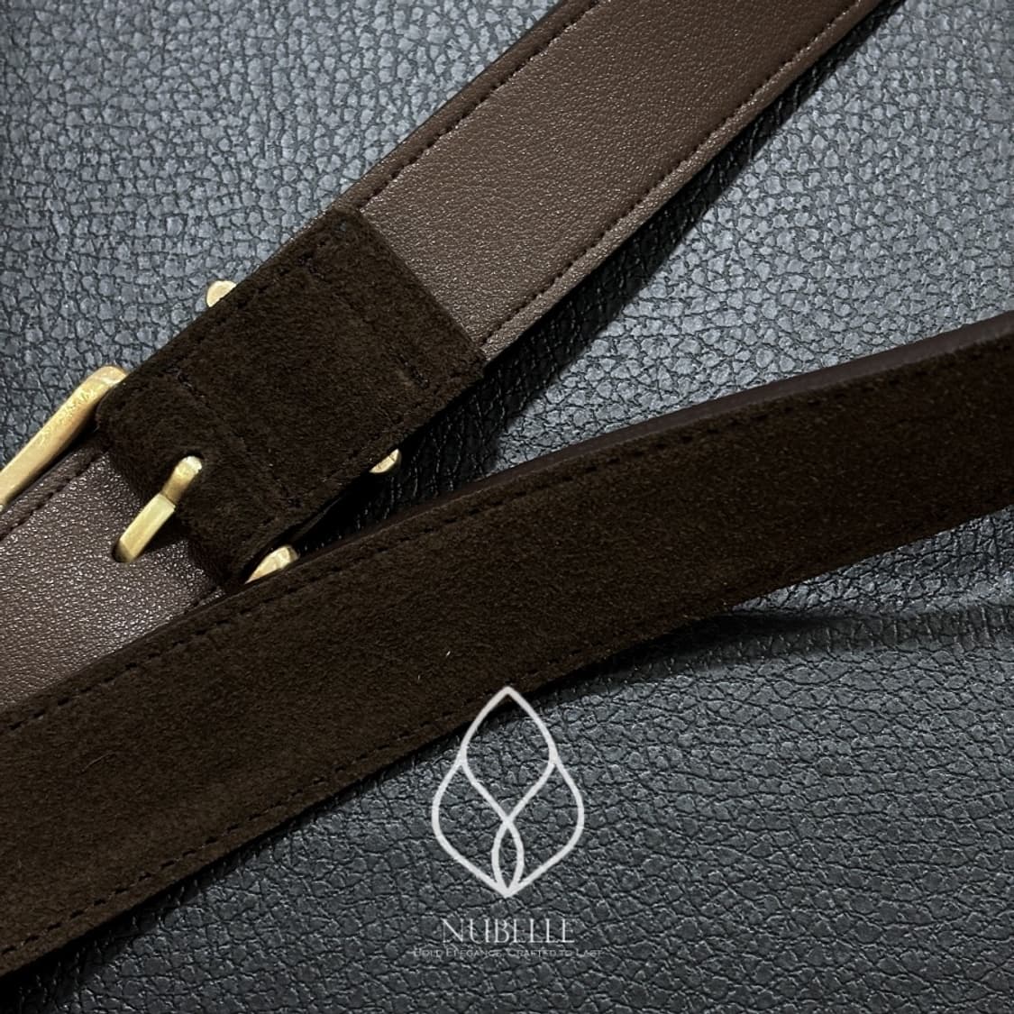 🌗 Satin gold suede belt / 이태리 스웨이드가죽 벨트 상품이미지6