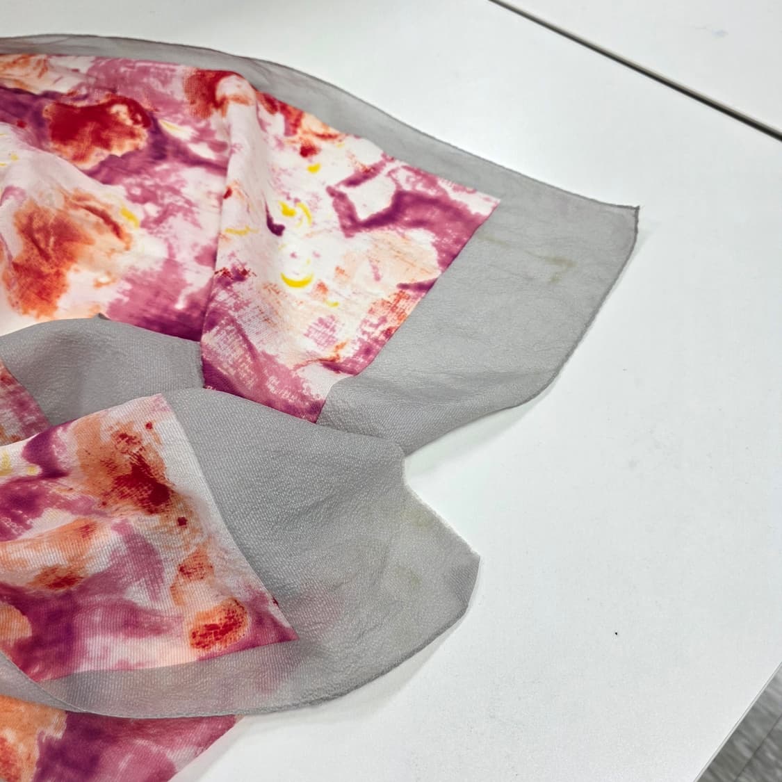 빈티지)나염st 모리걸 y2k 로맨틱 플로럴 실크 스카프머플러 상품이미지3