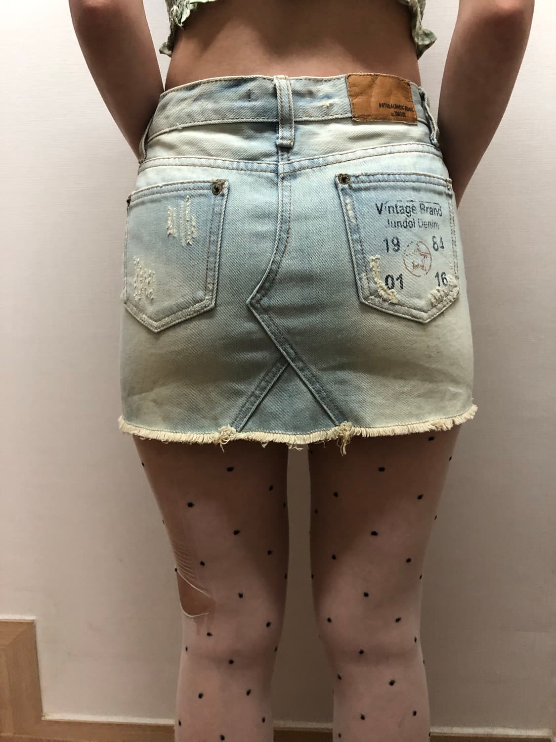 빈티지 데님 레터링 미니 스커트 상품이미지1