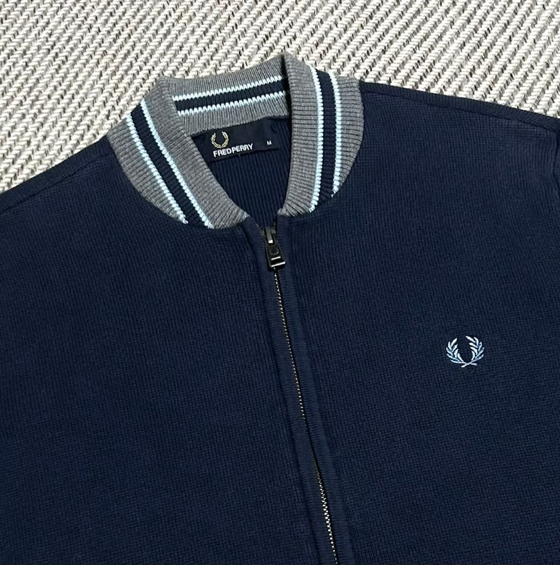 [M] Fredperry 프레드페리 미드웨이트 코튼 니트 집업 자켓 상품이미지2