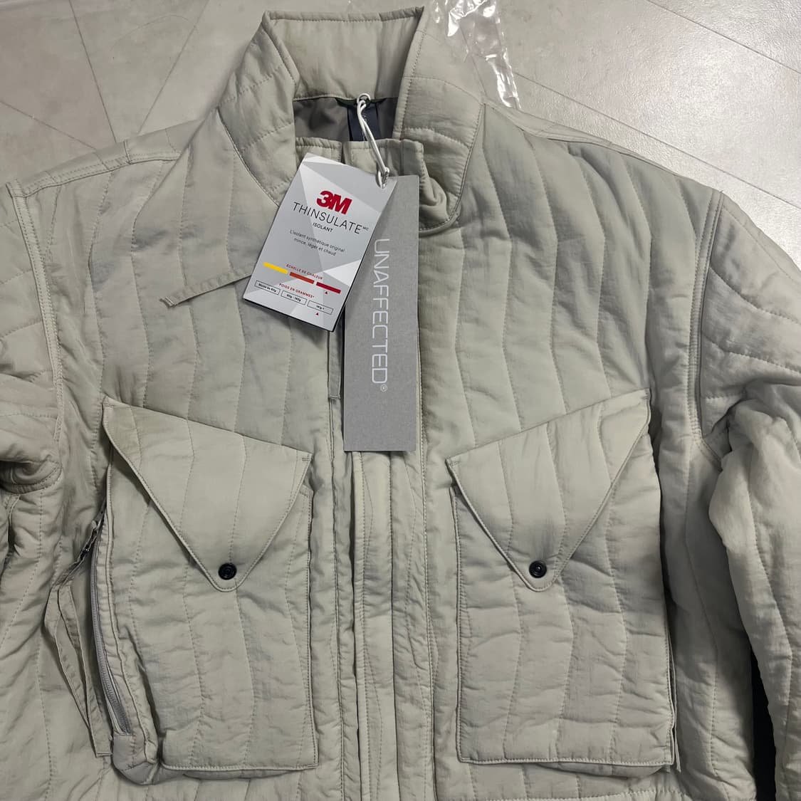 새상품(M)언어펙티드 퀄팅 블루종 자켓 라이트그레이 상품이미지1