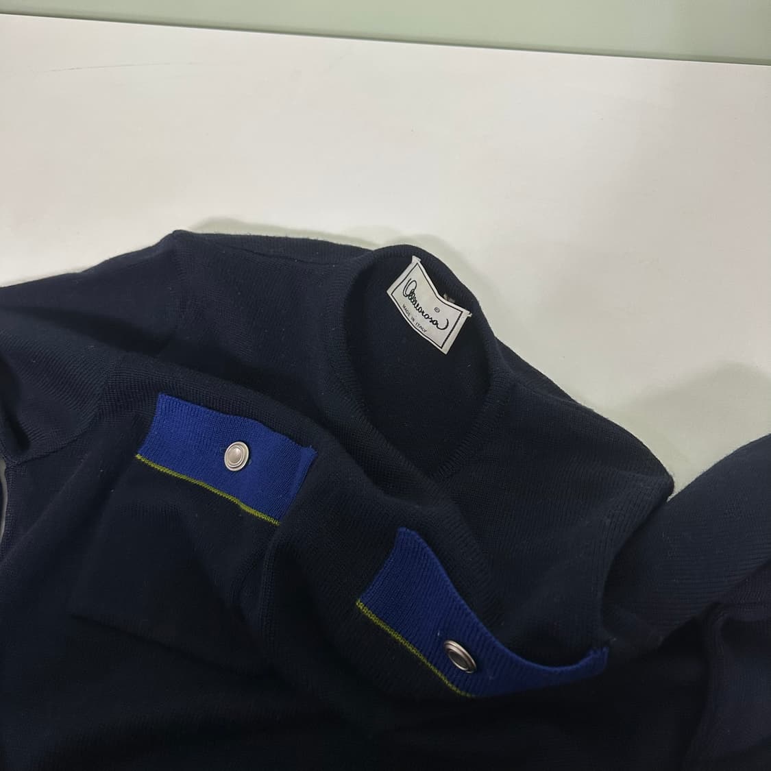 우먼S-M 이태리빈티지 네이비 투포켓 메리노울 니트 상품이미지3