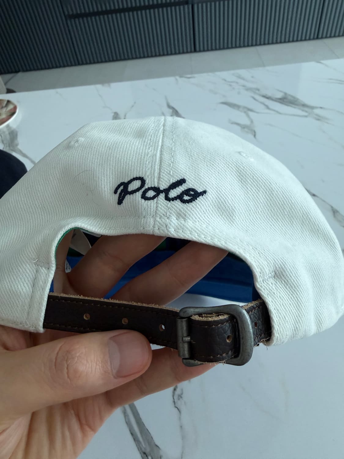 [극미/OS] 폴로 P로고 코튼 트윌 볼캡 투톤 화이트 네이비 상품이미지4