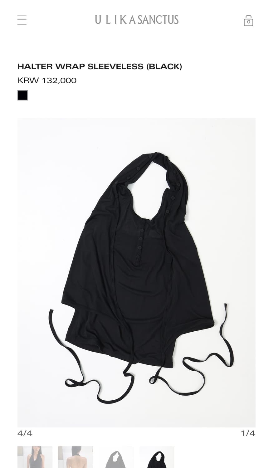 율리카 상투스 HALTER WRAP SLEEVELESS 블랙 (새상품) 상품이미지4