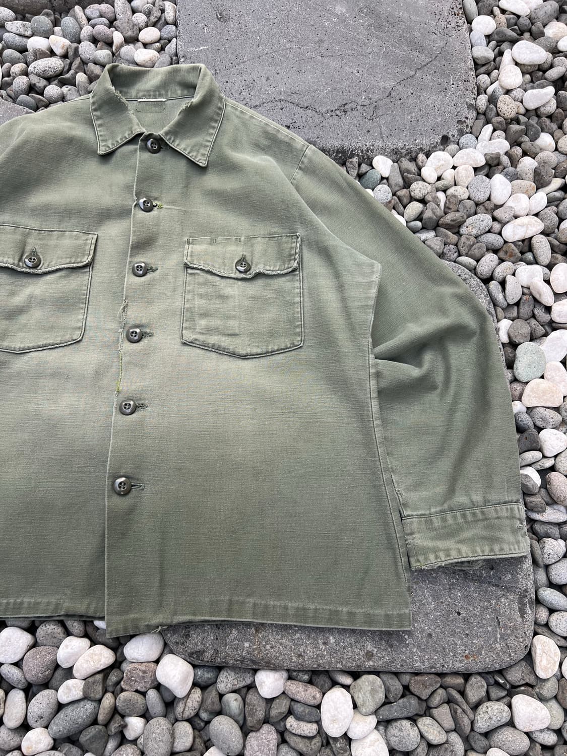 OLD DISTRESSED US ARMY OG-107 밀리터리셔츠자켓 상품이미지5