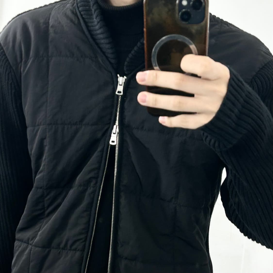 아르마니 익스체인지 패딩 믹스드 니트 자켓 상품이미지4