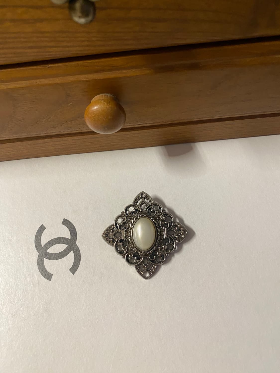 일본 수입 빈티지 오벌 스톤 브로치 상품이미지3