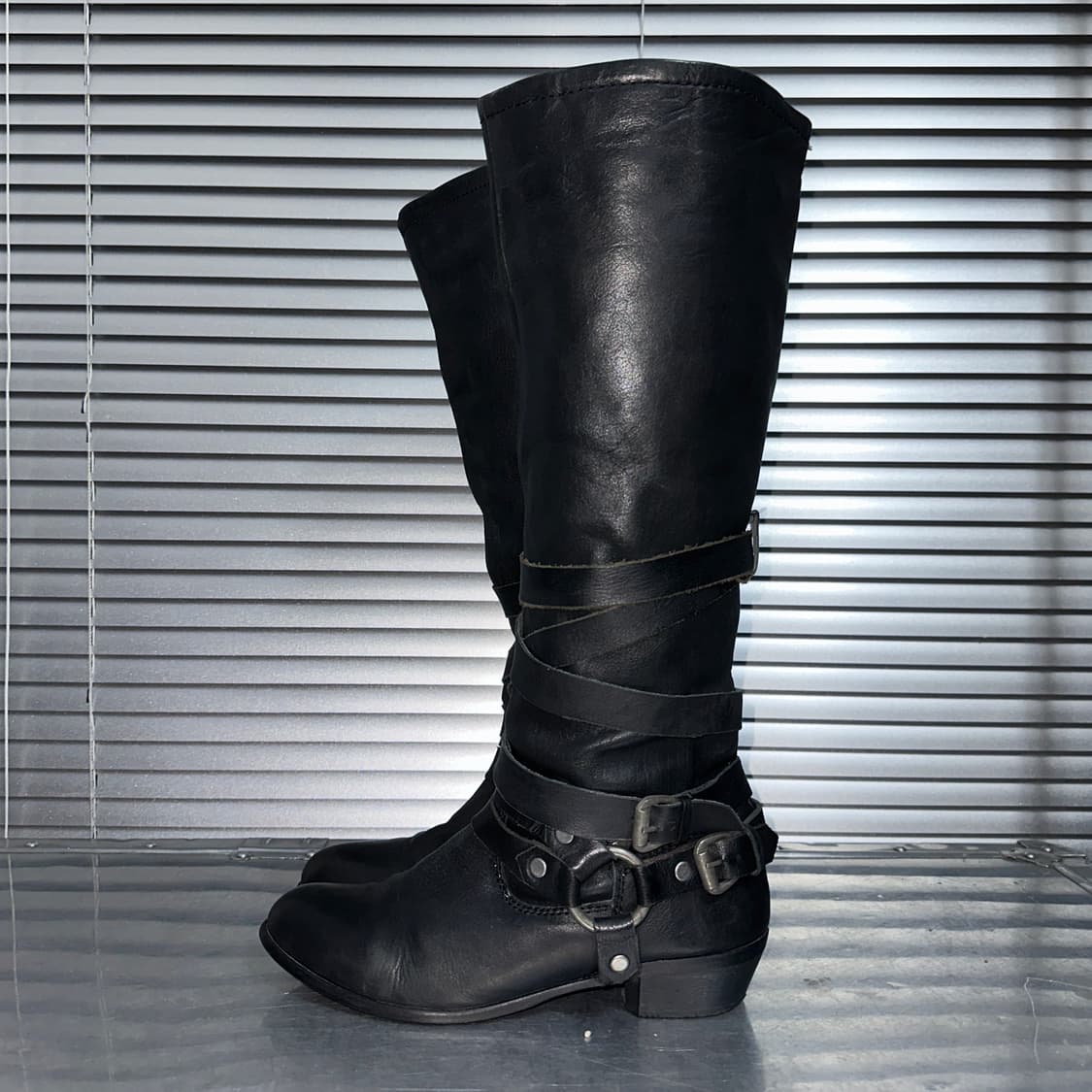 00s 미국 빈티지 가죽 본디지 롱 부츠 상품이미지2