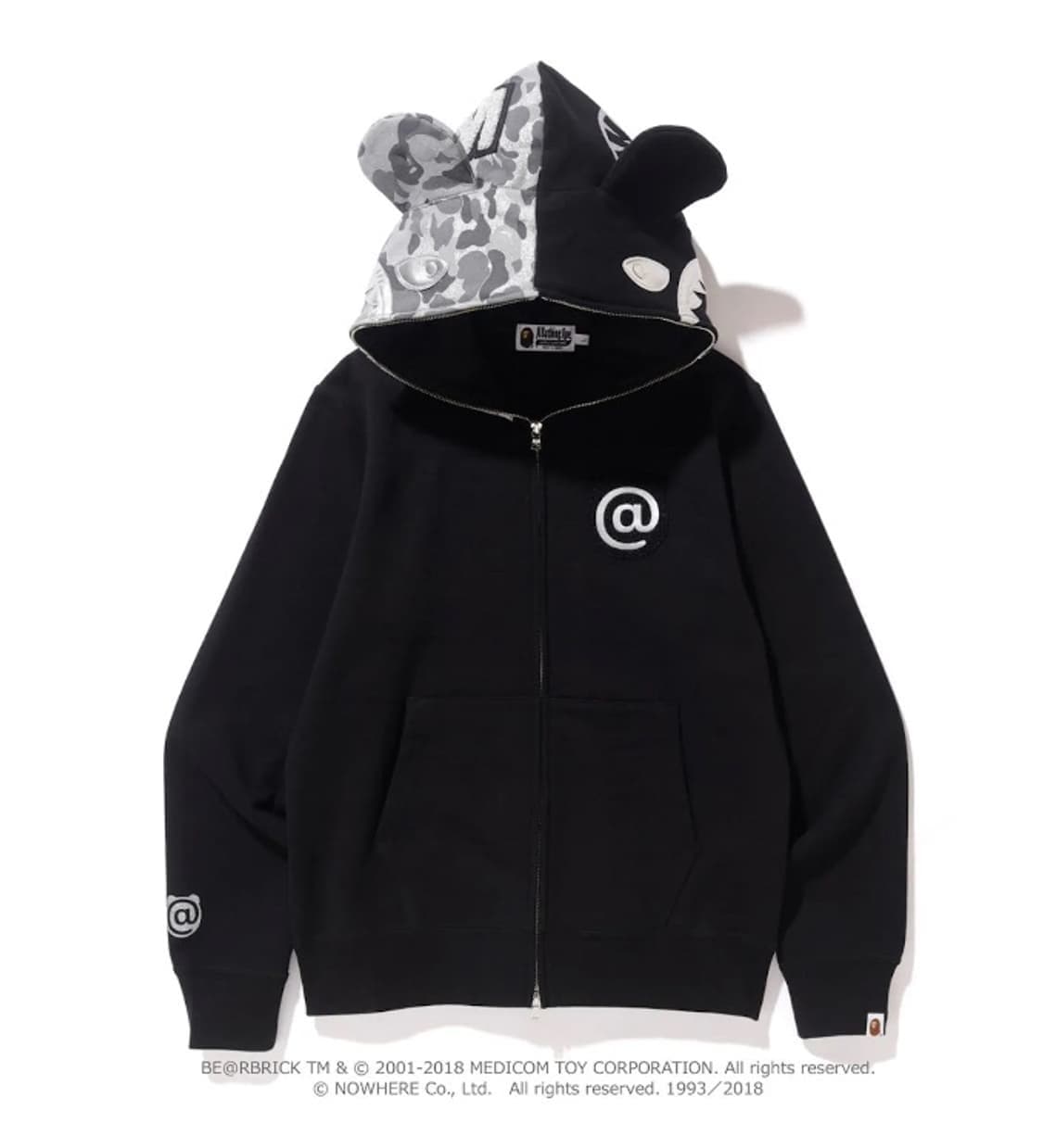 (유일매물 급처!!)메디콤토이 베어브릭 X 베이프 샤크후드 실버 M 상품이미지1