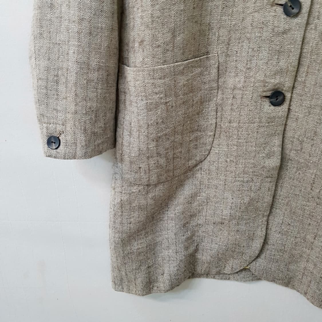 Hands of creation 울 린넨 헤링본 롱 자켓 상품이미지5