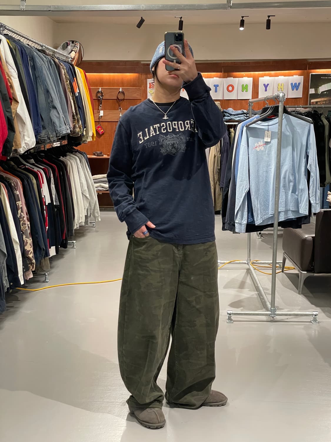 빈티지 롱슬리브 티셔츠(네이비)   상품이미지6