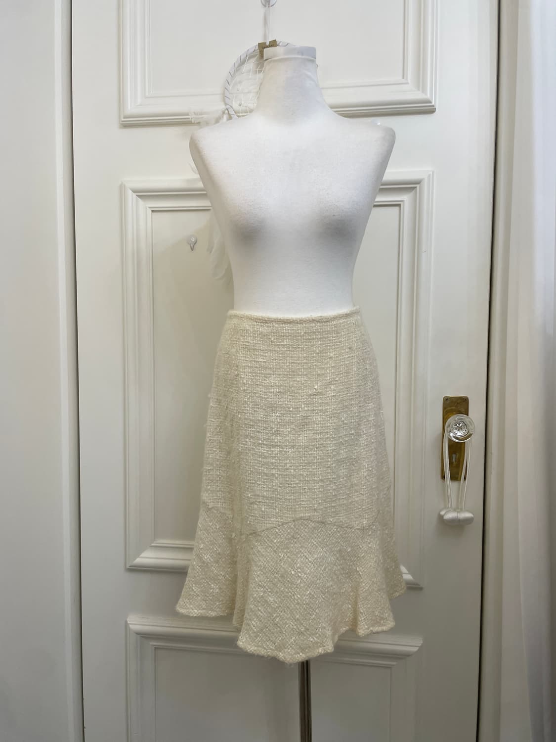 cream silver matt banding long skirt 상품이미지1