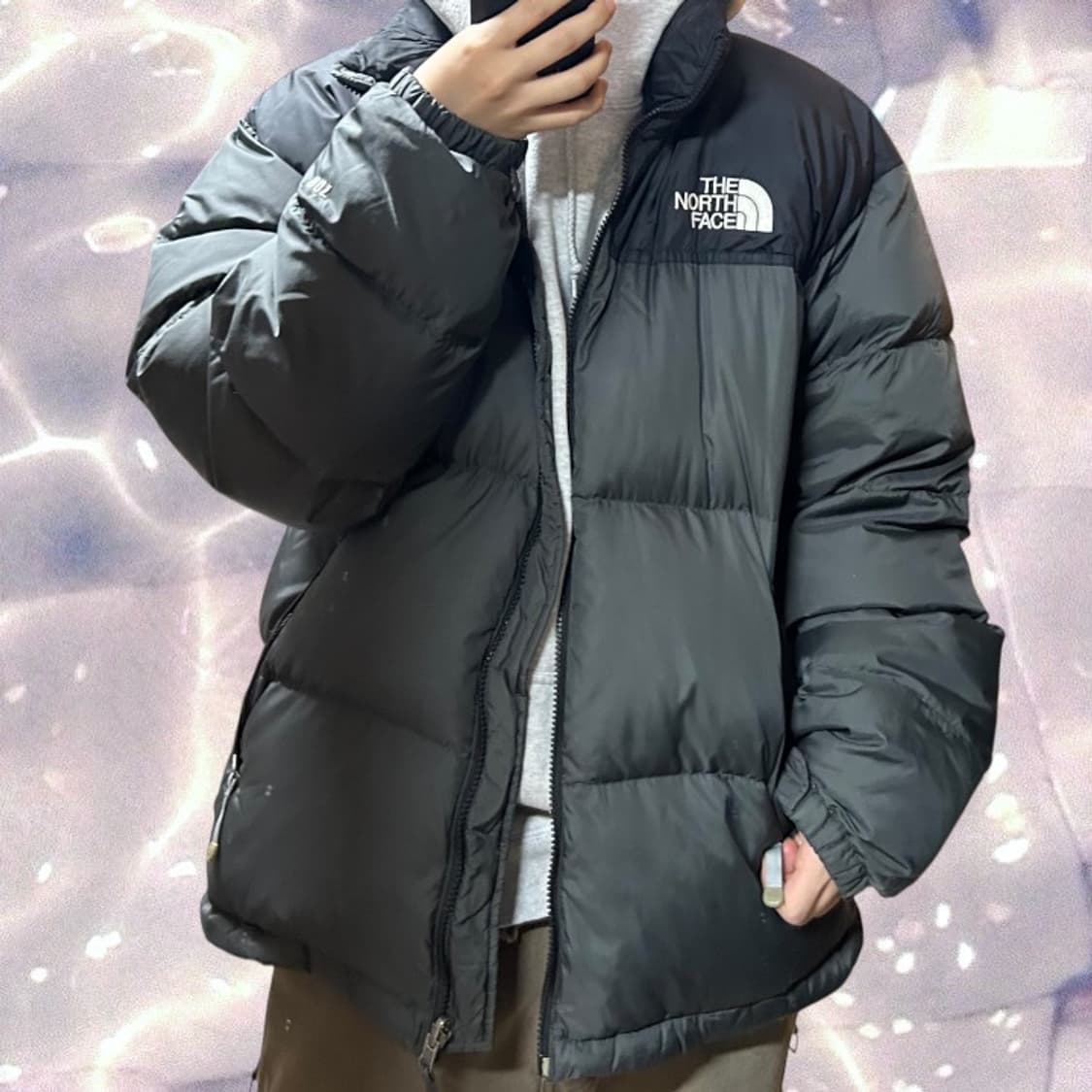 노스페이스 구스다운 눕시 패딩 700 블랙 그레이 카키 L 100  상품이미지3