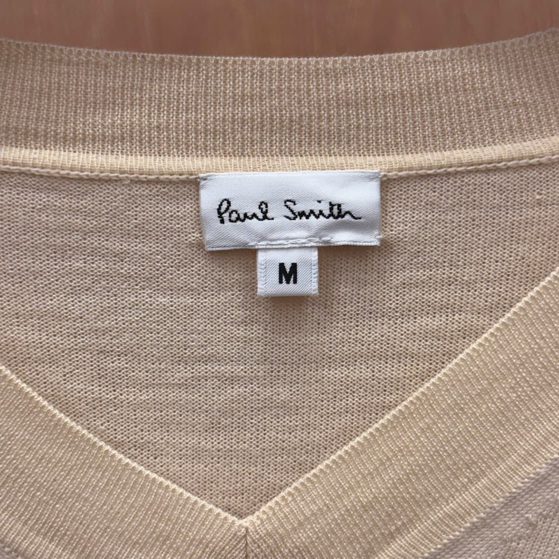 폴스미스 브이넥 긴팔 니트 소매 스트라이프 디테일 아이보리 상품이미지7