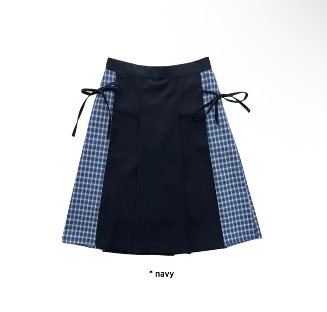 아케 체크 플리츠 레이어드 스커트 상품이미지6
