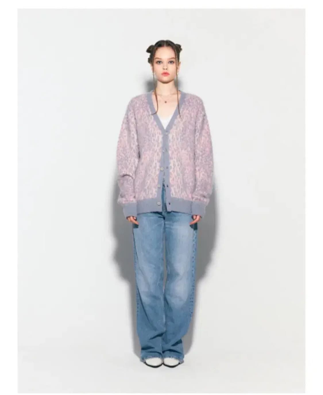 에즈이프 캘리 가디건 LEOPARD KNIT CARDIGAN PINK 상품이미지2