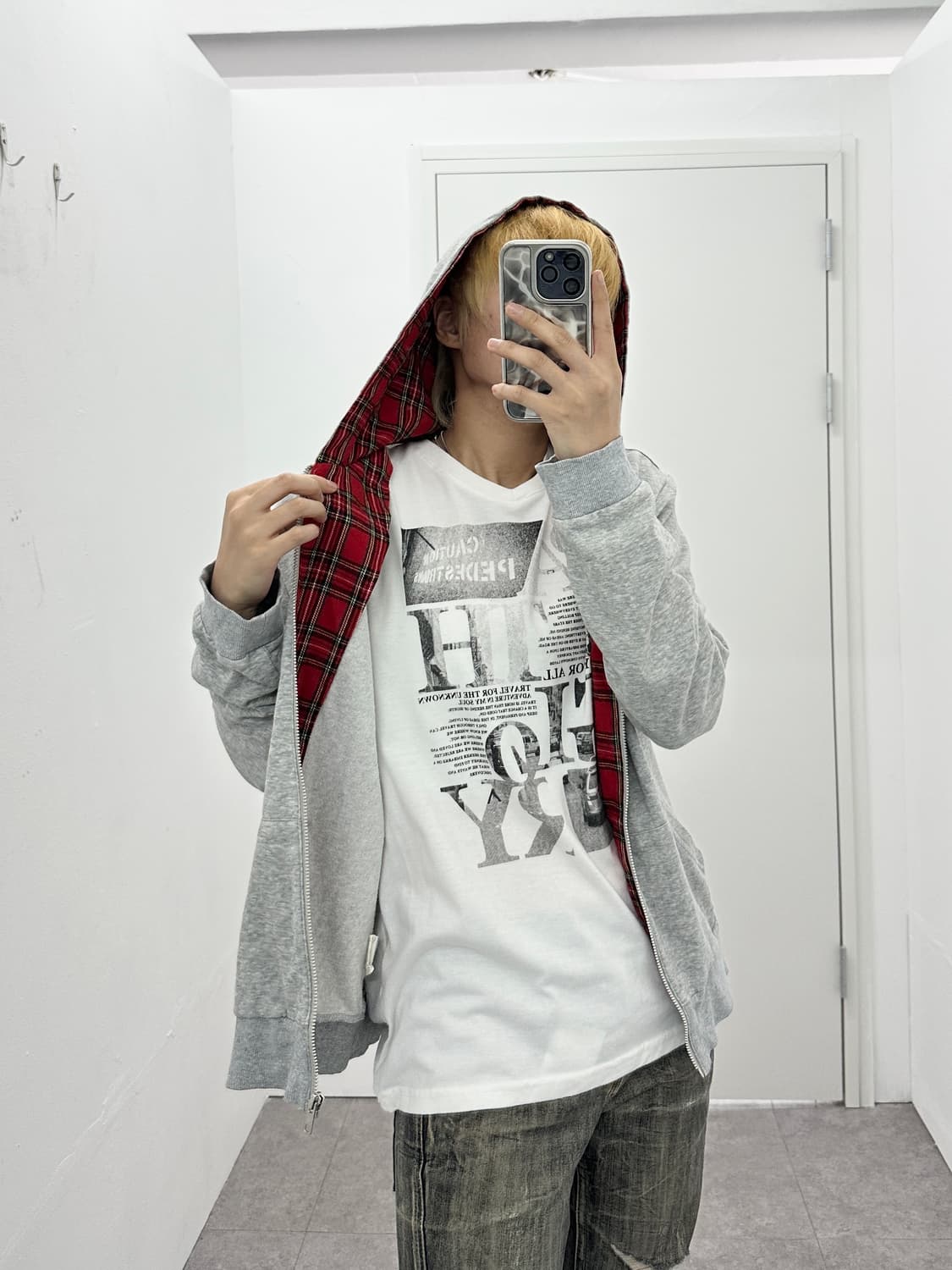 BOYCOTT red check detail hood  상품이미지1