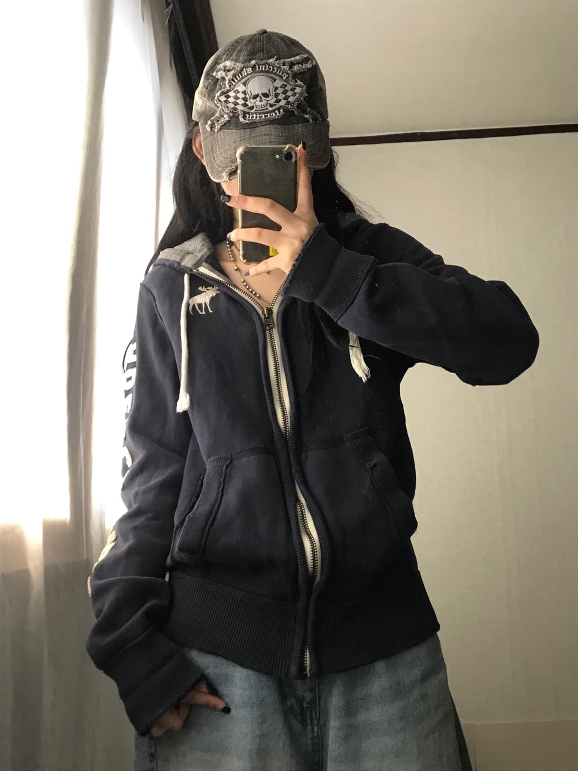 아베크롬비 네이비 스티치 후드집업 상품이미지2