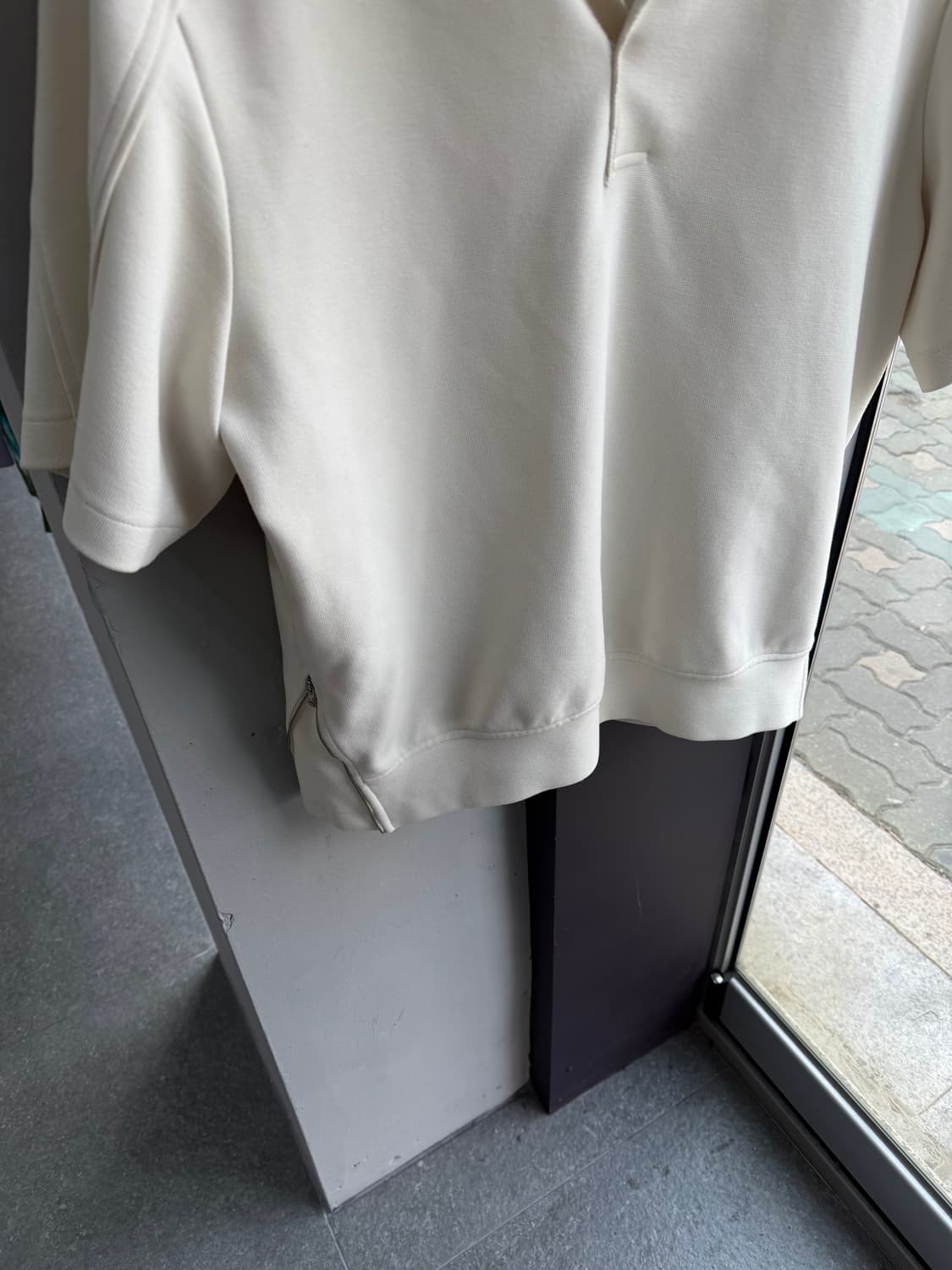 100~105/ 시스템옴므 23SS 오픈카라 니트 반팔 상품이미지5