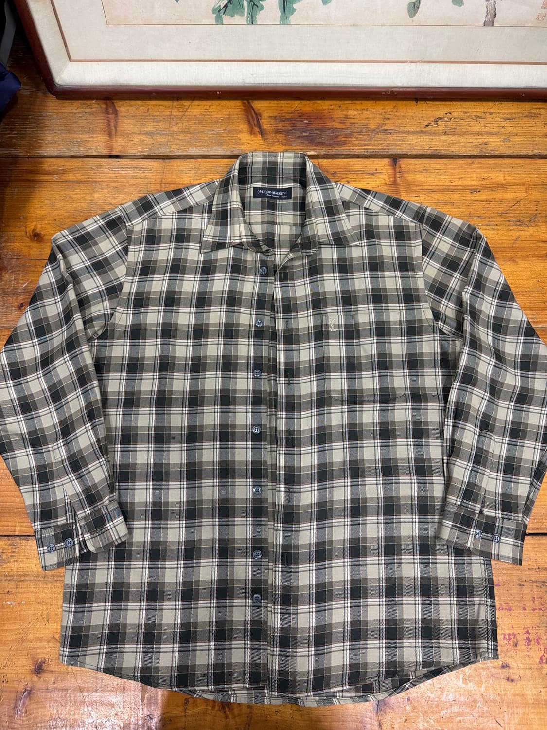 입생로랑 클래식 체크 와이셔츠 사이즈100 새상품수준 상품이미지1