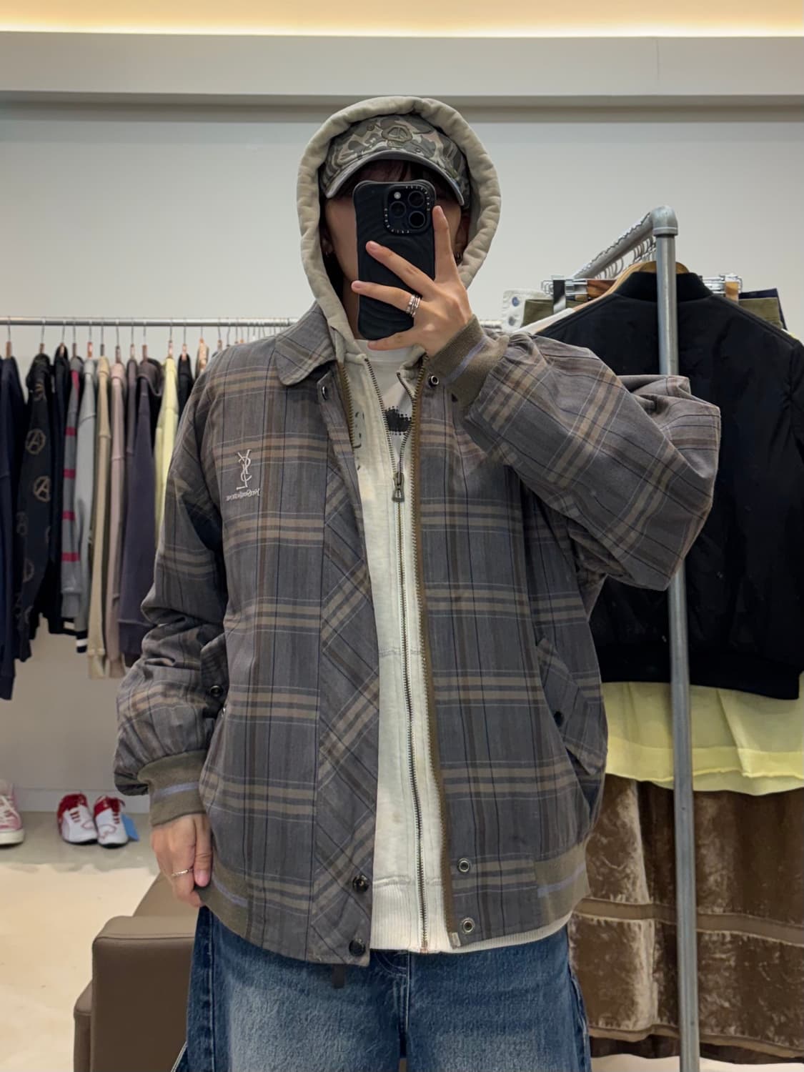 입생로랑 체크 해링턴 자켓 상품이미지5