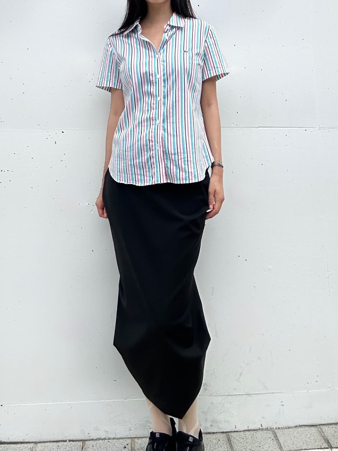 LACOSTE stripe shirt / pink & green 상품이미지5