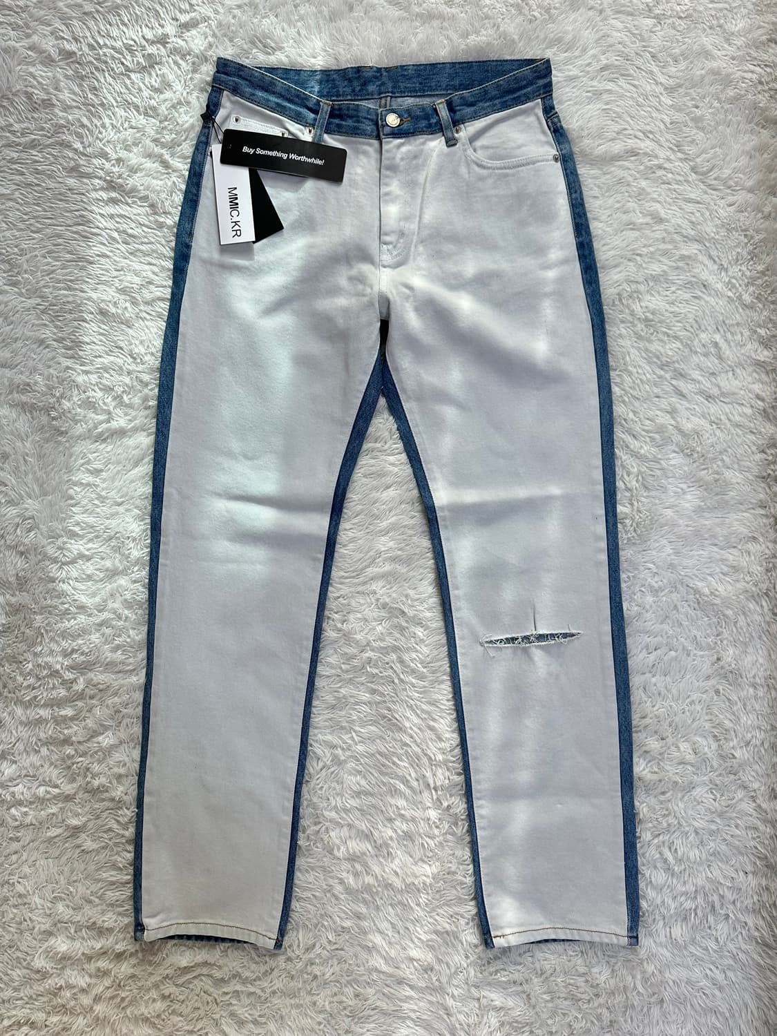 MMIC 데님 배색 화이트 팬츠 상품이미지4