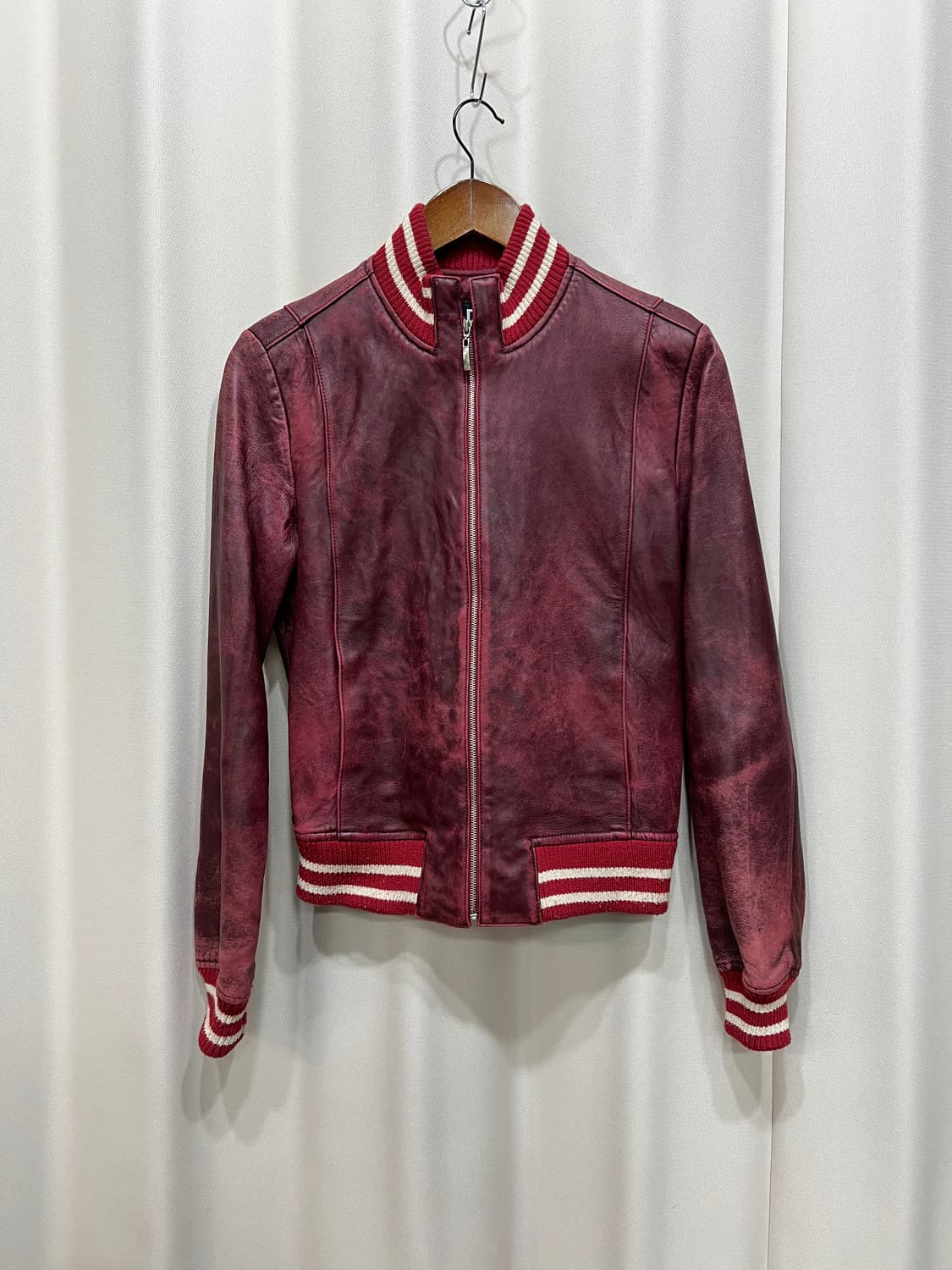 FNS 빈티지 핑크 에이징 양가죽 블루종자켓  상품이미지2