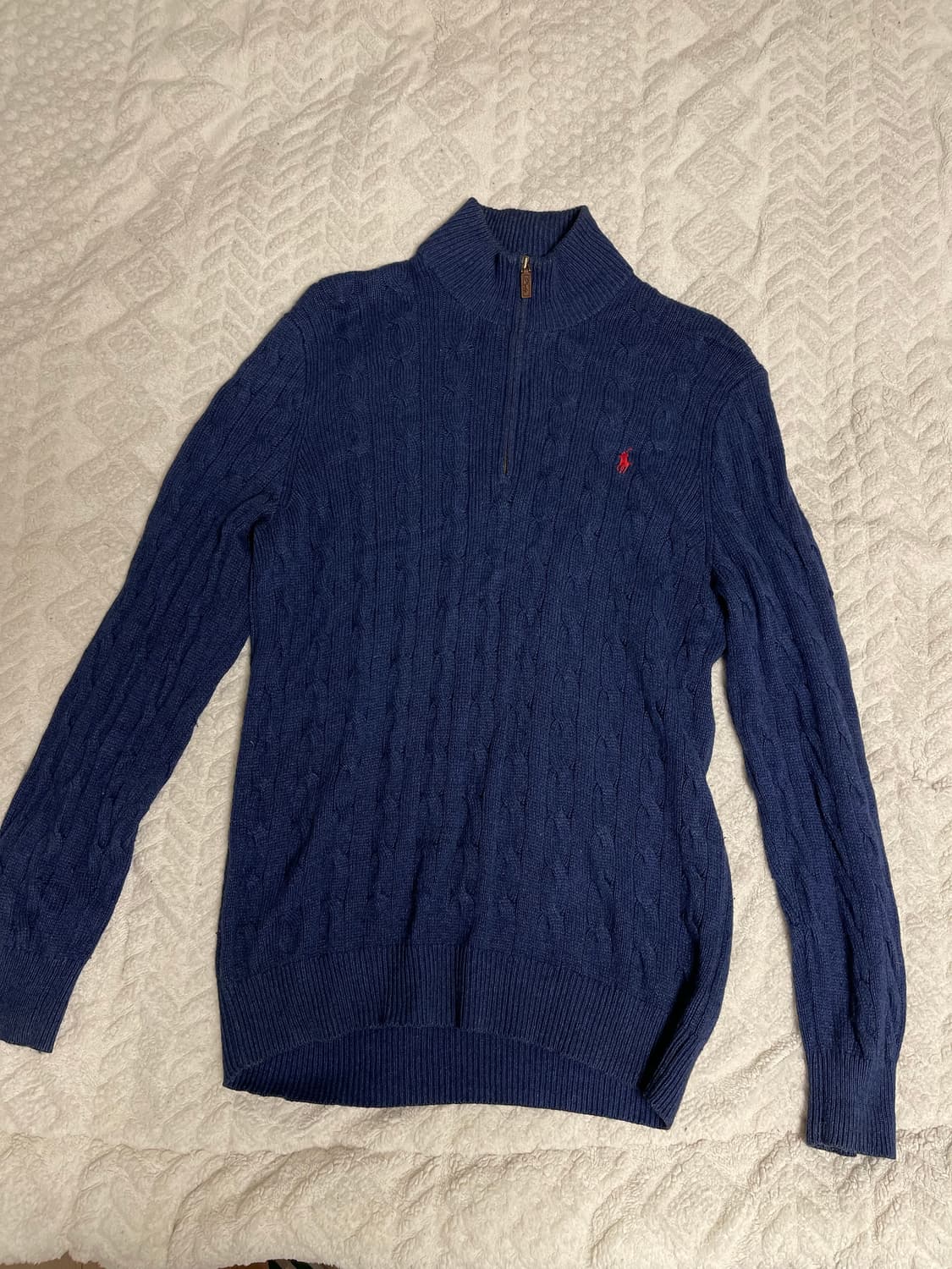 폴로 랄프로렌 실크100% 꽈배기 하프 집업 네이비 L 상품이미지1