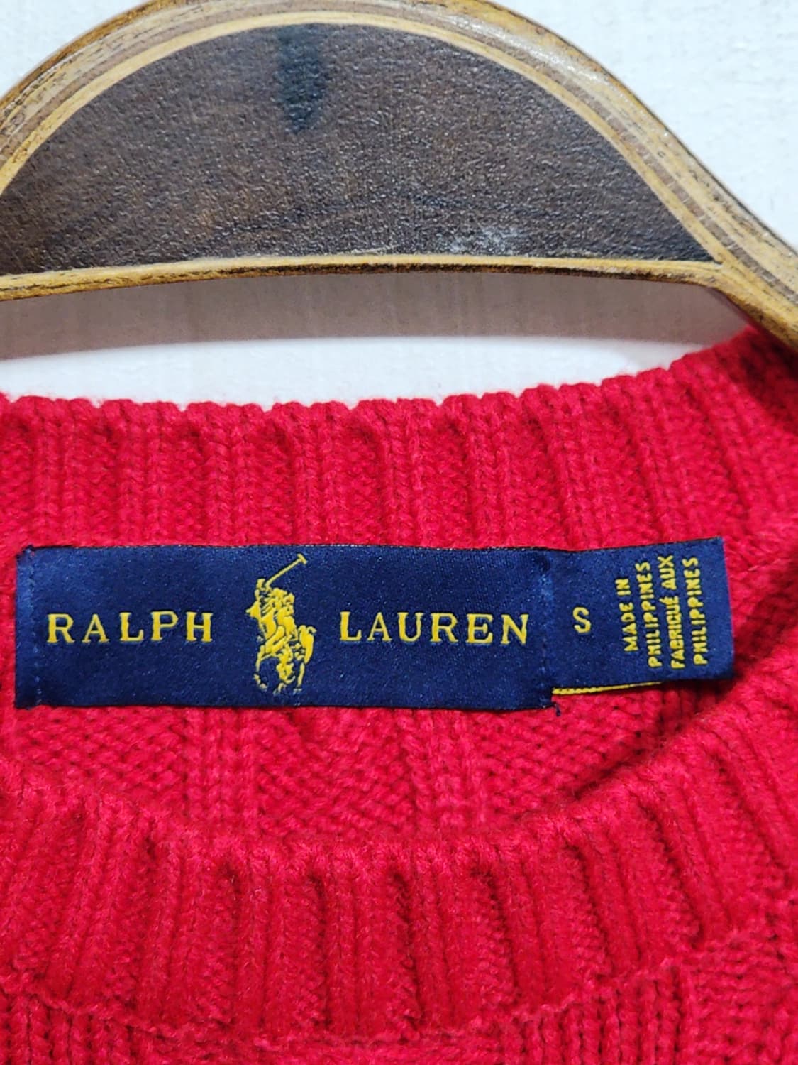 (M) 랄프로렌 폴로 꽈배기 니트 빨강 케이블 스웨터  상품이미지3