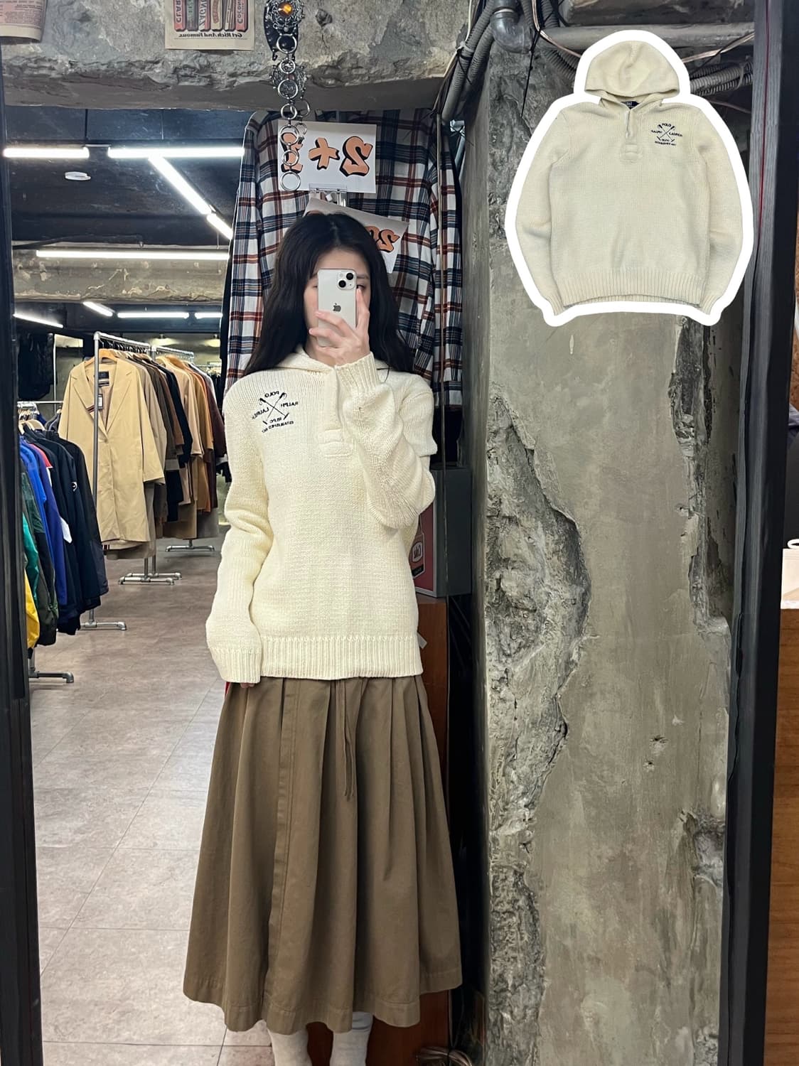 폴로 랄프로렌 헤비 코튼 후드 니트 스웨터 아이보리 M #csz3428 상품이미지1