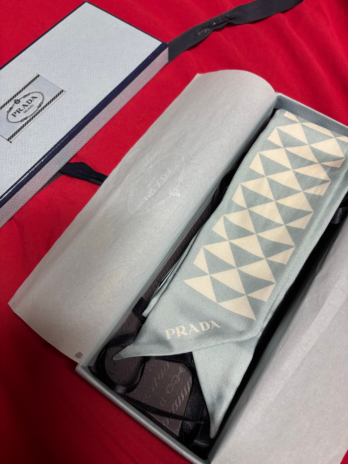 [prada]프라다 프린티드 실크 트윌 스카프 베이비블루 상품이미지6