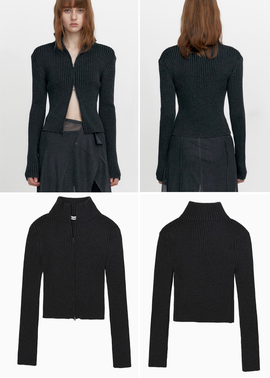 STUDIO TABLE 스튜디오테이블 투톤 하프넥집업 차콜 상품이미지2