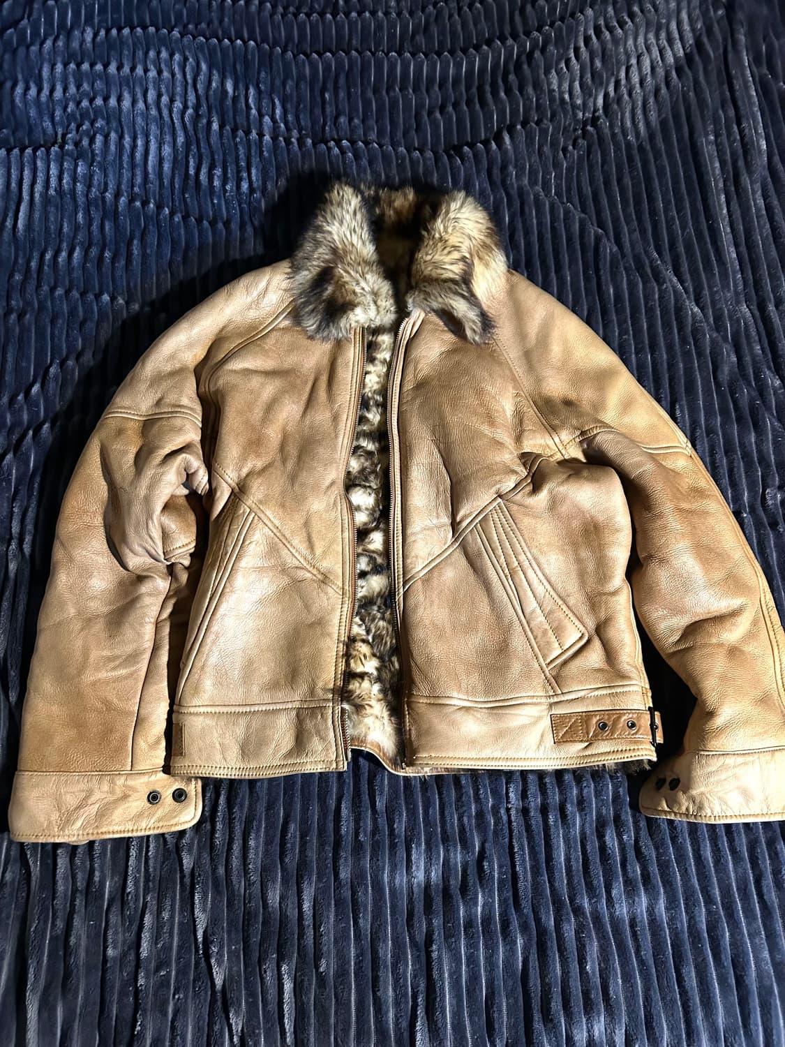 Sheep Skin Leather Fur Shearling Jacket 상품이미지1
