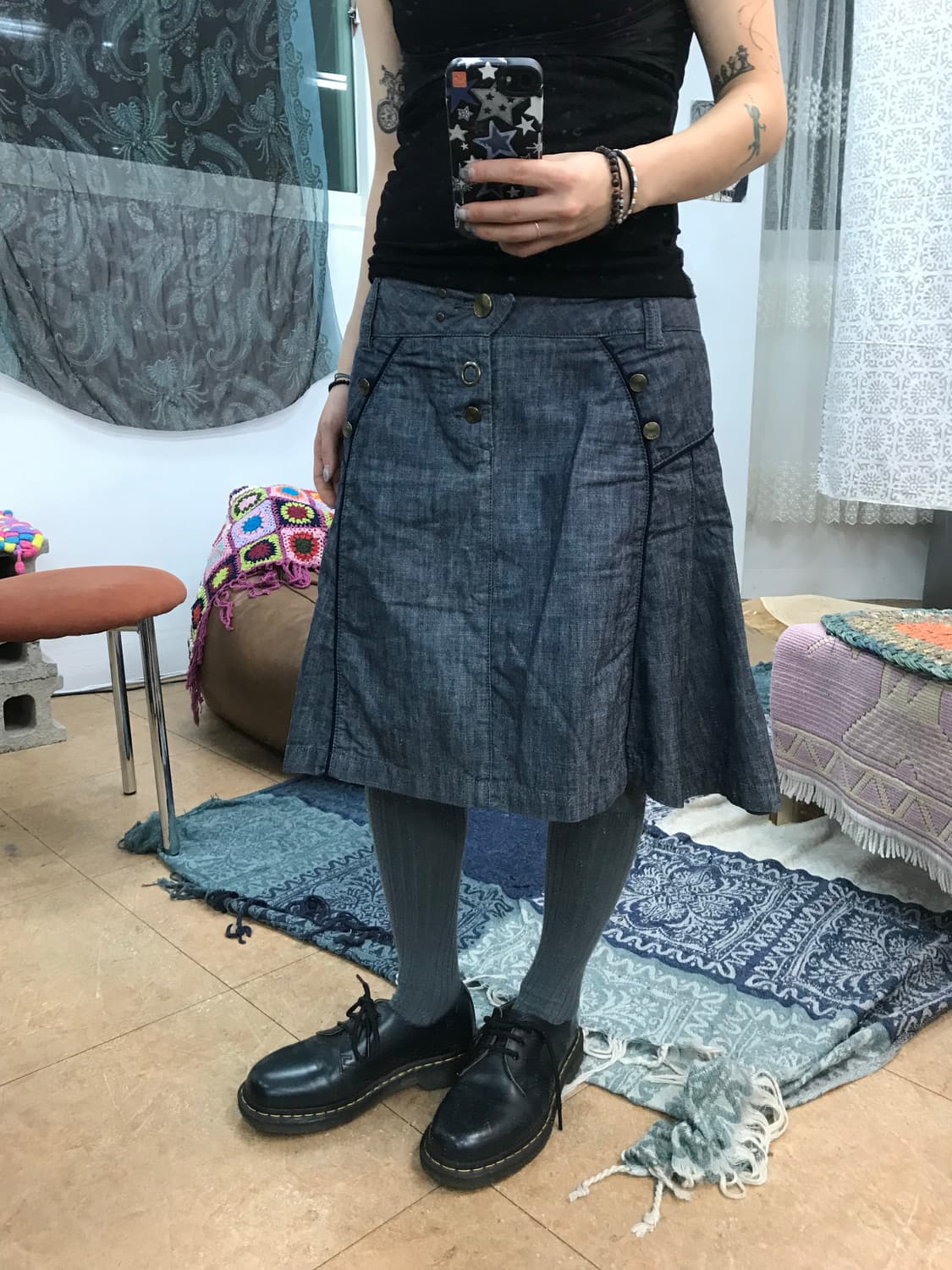 뱅뱅 여성 데님 미디스커트  상품이미지1