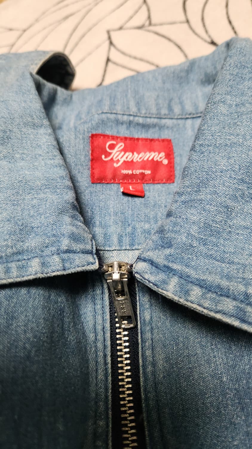 슈프림 16s/s 백스펠아웃 로고 투포켓 데님 집업 셔츠 L 상품이미지4